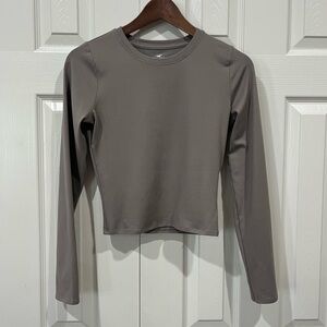 Hollister Fitted Long Sleeve Shirt Top Taupe Size M